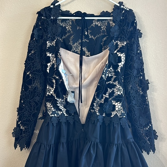 NWT Antonio Melani xBorn on Fifth Gemma Lace Taffeta Mock Neck Long Sleeve Dress - Picture 12 of 16